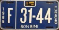 Nummernschilder / Kfz-Kennzeichen Niederländische Antillen 1986 1980er Curacao Bon Bini