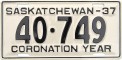Nummernschilder / Kfz-Kennzeichen Kanada 1937 1930er Saskatchewan