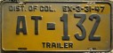 Nummernschilder / Kfz-Kennzeichen USA 1947 1940er District of Columbia DC