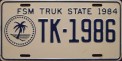 Nummernschilder / Kfz-Kennzeichen Mikronesien, Föd. Staat. 1984 1980er Truk