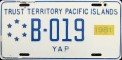 Nummernschilder / Kfz-Kennzeichen Mikronesien, Föd. Staat. 1972 1970er Yap TTPI USA