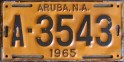 Nummernschilder / Kfz-Kennzeichen Aruba 1965 1960er Aruba