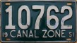 Nummernschilder / Kfz-Kennzeichen Panama 1951 1950er Canal Zone