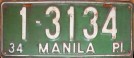 Nummernschilder / Kfz-Kennzeichen Philippinen 1934 1930er Manila
