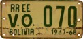 Nummernschilder / Kfz-Kennzeichen Bolivien 1967 1960er CD