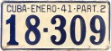 Nummernschilder / Kfz-Kennzeichen Kuba 1941 1940er