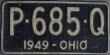 Nummernschilder / Kfz-Kennzeichen USA 1949 1940er Ohio OH