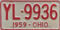 Nummernschilder / Kfz-Kennzeichen USA 1959 1950er Ohio OH